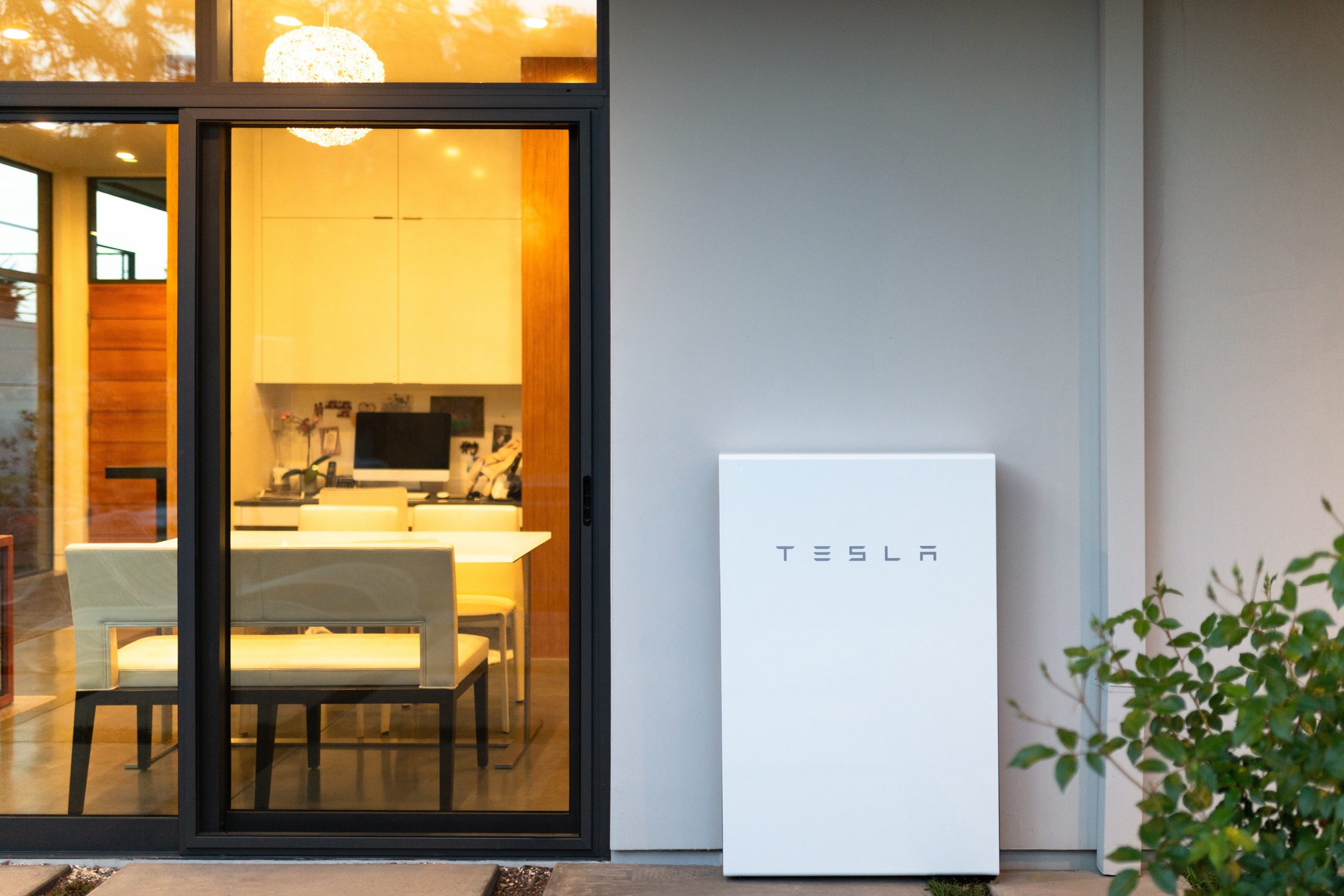 Tesla Battery Installed on house exterior
