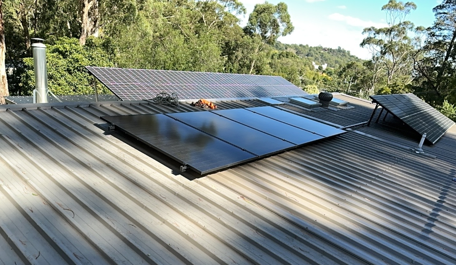 an actual solar panel system addition on a kliploc roof installed in gippsland